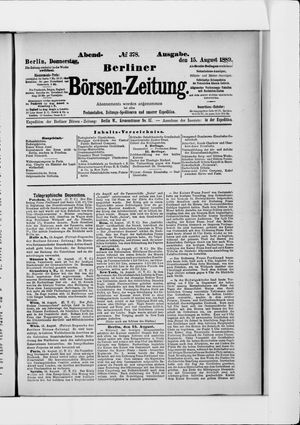 Berliner Börsen-Zeitung vom 15.08.1889