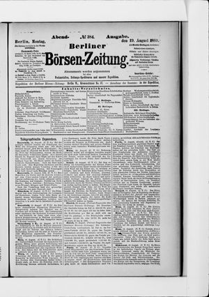 Berliner Börsen-Zeitung vom 19.08.1889