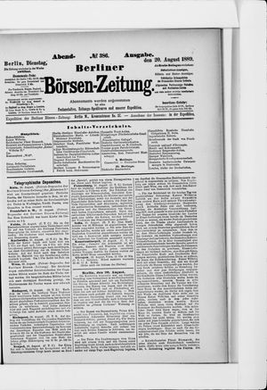 Berliner Börsen-Zeitung on Aug 20, 1889