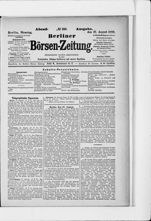 Berliner Börsen-Zeitung vom 27.08.1889