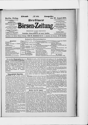 Berliner Börsen-Zeitung vom 30.08.1889