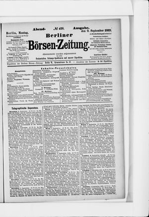Berliner Börsen-Zeitung vom 09.09.1889