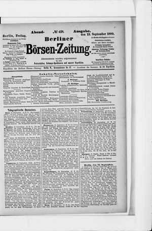 Berliner Börsen-Zeitung on Sep 13, 1889