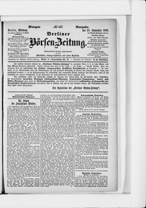 Berliner Börsen-Zeitung vom 25.09.1889
