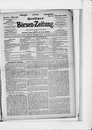 Berliner Börsen-Zeitung vom 25.09.1889