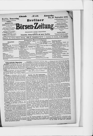Berliner Börsen-Zeitung on Sep 26, 1889