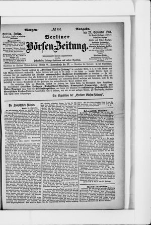 Berliner Börsen-Zeitung vom 27.09.1889