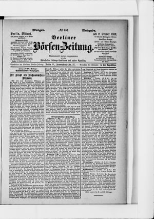 Berliner Börsen-Zeitung vom 01.10.1889