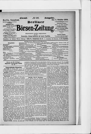 Berliner Börsen-Zeitung vom 05.10.1889