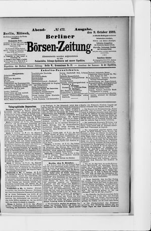 Berliner Börsen-Zeitung vom 09.10.1889