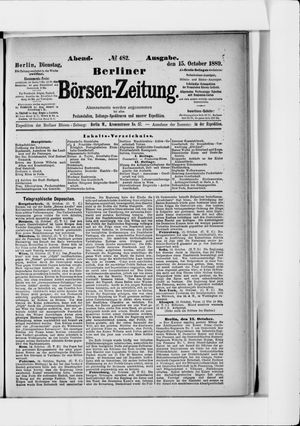 Berliner Börsen-Zeitung vom 15.10.1889