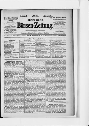 Berliner Börsen-Zeitung on Oct 22, 1889