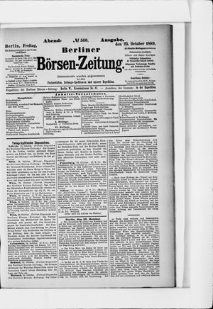 Berliner Börsen-Zeitung vom 25.10.1889