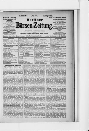 Berliner Börsen-Zeitung vom 28.10.1889