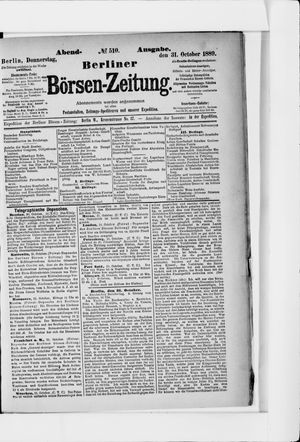 Berliner Börsen-Zeitung vom 31.10.1889