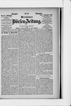 Berliner Börsen-Zeitung vom 02.11.1889