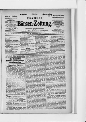 Berliner Börsen-Zeitung vom 08.11.1889