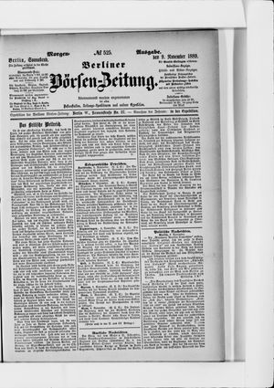 Berliner Börsen-Zeitung vom 09.11.1889