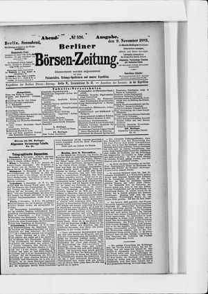Berliner Börsen-Zeitung vom 09.11.1889