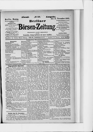 Berliner Börsen-Zeitung vom 11.11.1889