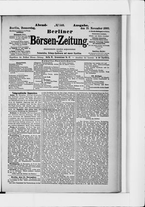 Berliner Börsen-Zeitung vom 21.11.1889