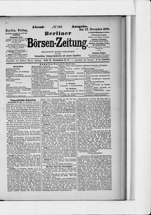Berliner Börsen-Zeitung vom 22.11.1889