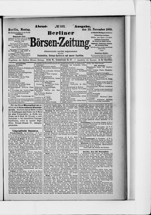 Berliner Börsen-Zeitung vom 25.11.1889