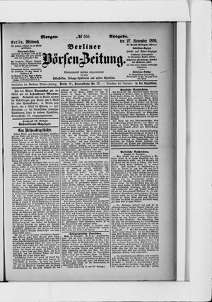 Berliner Börsen-Zeitung vom 27.11.1889