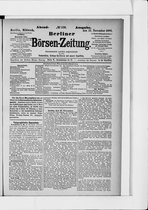 Berliner Börsen-Zeitung vom 27.11.1889