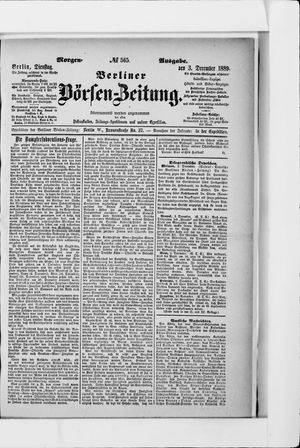 Berliner Börsen-Zeitung vom 03.12.1889