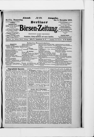 Berliner Börsen-Zeitung vom 05.12.1889