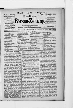 Berliner Börsen-Zeitung vom 17.12.1889