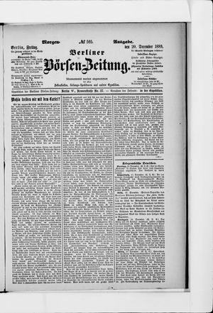 Berliner Börsen-Zeitung vom 20.12.1889
