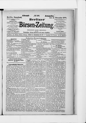Berliner Börsen-Zeitung vom 21.12.1889