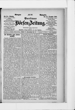 Berliner Börsen-Zeitung vom 22.12.1889