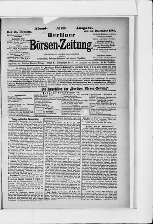 Berliner Börsen-Zeitung vom 31.12.1889