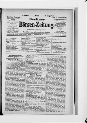 Berliner Börsen-Zeitung vom 07.01.1890