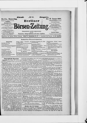 Berliner Börsen-Zeitung on Jan 23, 1890