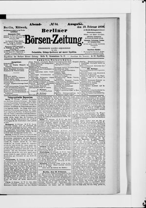 Berliner Börsen-Zeitung on Feb 19, 1890
