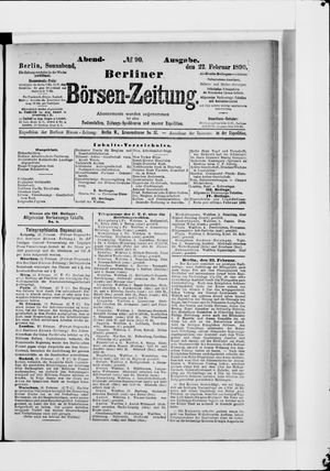 Berliner Börsen-Zeitung on Feb 22, 1890
