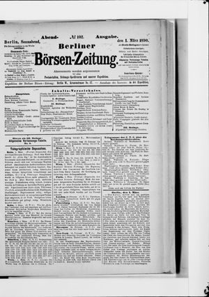Berliner Börsen-Zeitung on Mar 1, 1890