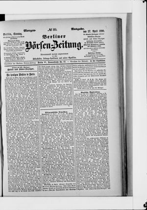 Berliner Börsen-Zeitung vom 27.04.1890