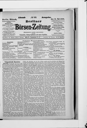 Berliner Börsen-Zeitung on May 14, 1890