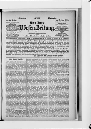 Berliner Börsen-Zeitung on Jun 27, 1890