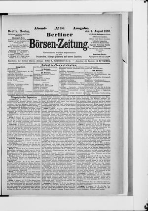 Berliner Börsen-Zeitung vom 04.08.1890