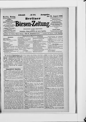 Berliner Börsen-Zeitung vom 25.08.1890