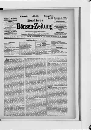 Berliner Börsen-Zeitung on Sep 15, 1890