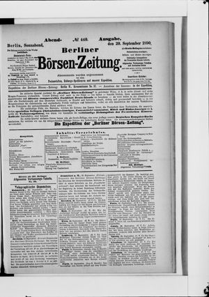 Berliner Börsen-Zeitung on Sep 20, 1890