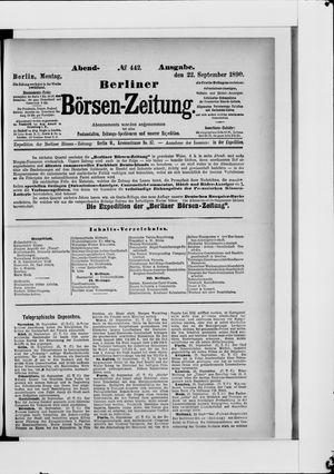 Berliner Börsen-Zeitung vom 22.09.1890