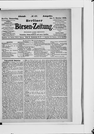 Berliner Börsen-Zeitung on Oct 9, 1890